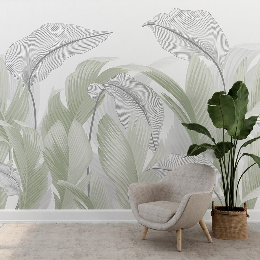 Elegante groene bladeren op een witte achtergrond Elegante groene bladeren op een witte achtergrond