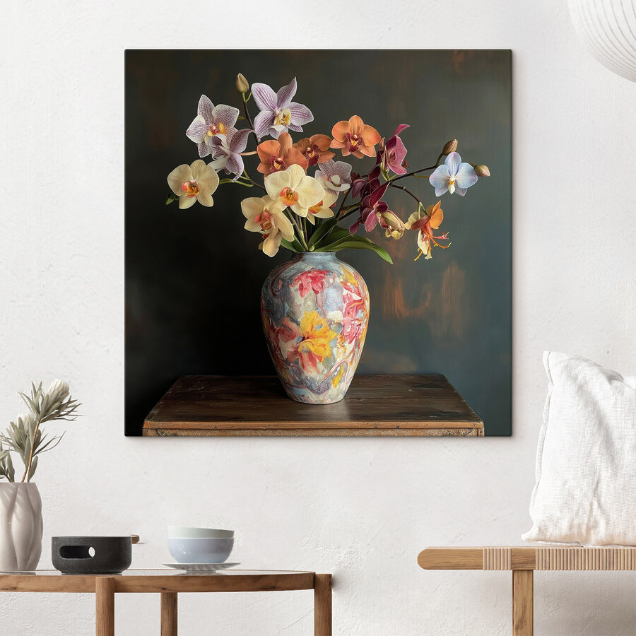 Vaas met kleurrijke bloemen