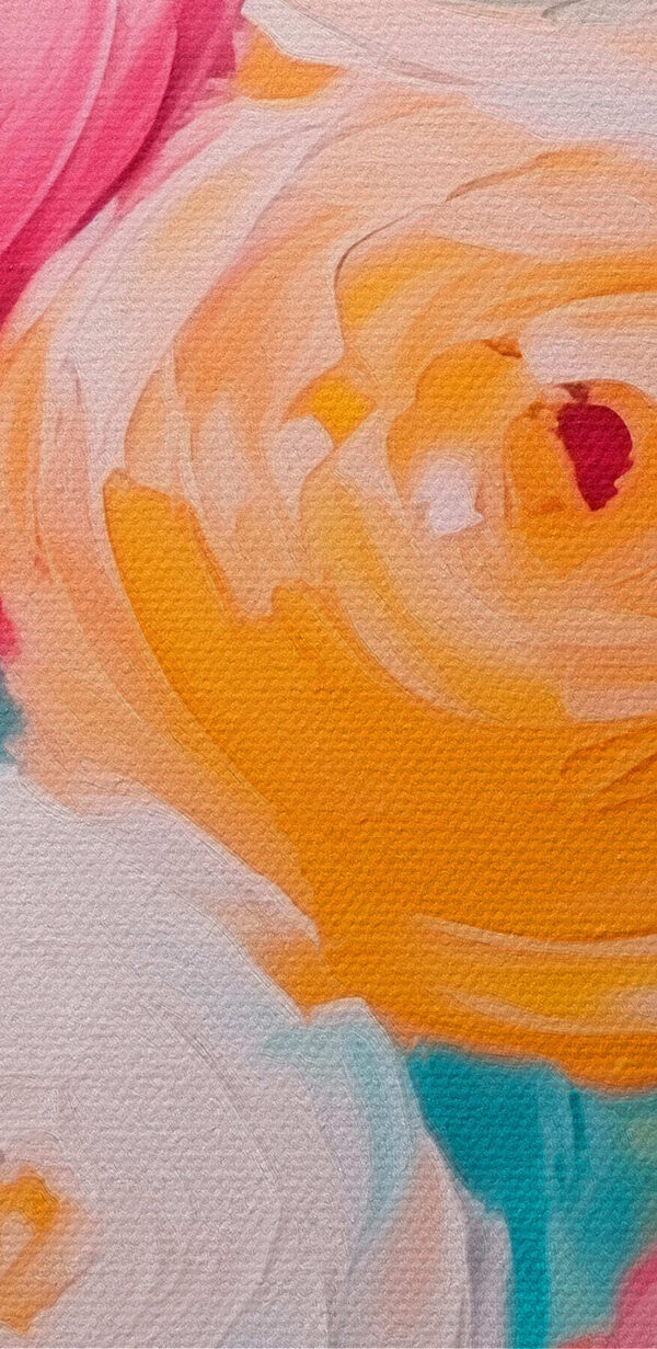 Schilderij van bloemen op een blauw oppervlak Schilderij van bloemen op een blauw oppervlak