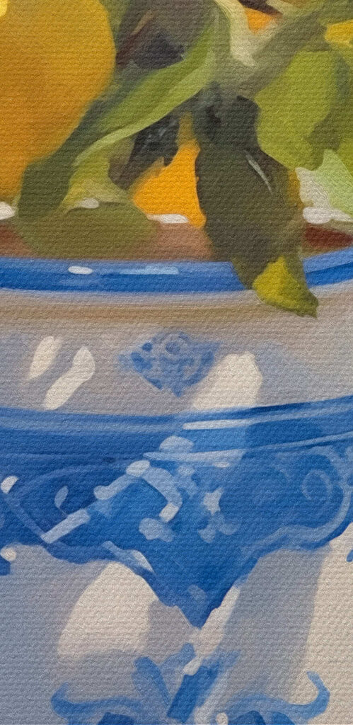 Painting of lemons in a vase Painting of lemons in a vase