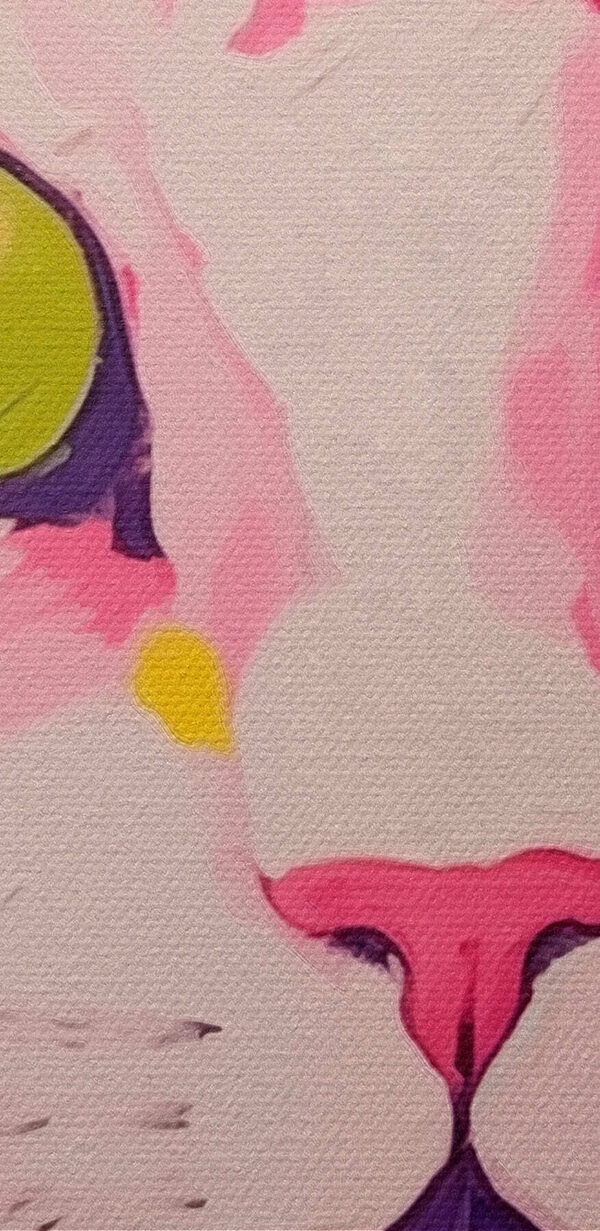 Schilderij van een kat met bloemen erop Schilderij van een kat met bloemen erop