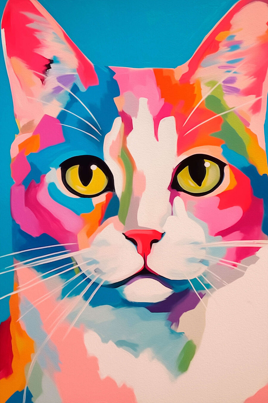 Kleurrijk kat schilderij