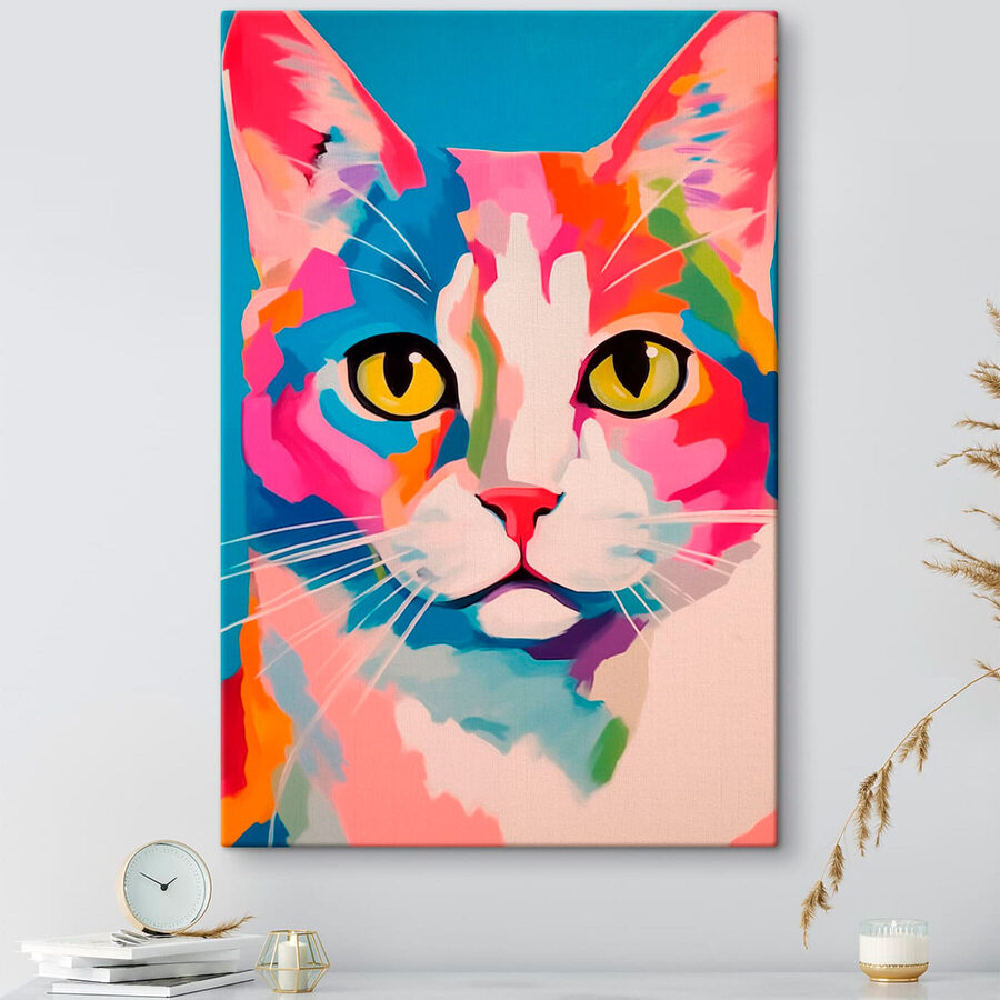 Kleurrijk kat schilderij