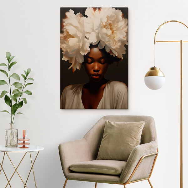 Vrouw met bloemen op haar hoofd Vrouw met bloemen op haar hoofd
