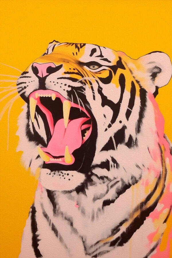 Tijger met zijn bek open Tijger met zijn bek open