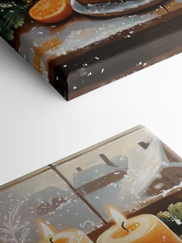 Food and candles on a table