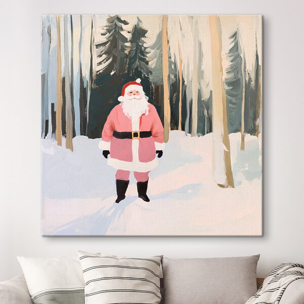 Schilderij van een kerstman in de sneeuw Schilderij van een kerstman in de sneeuw