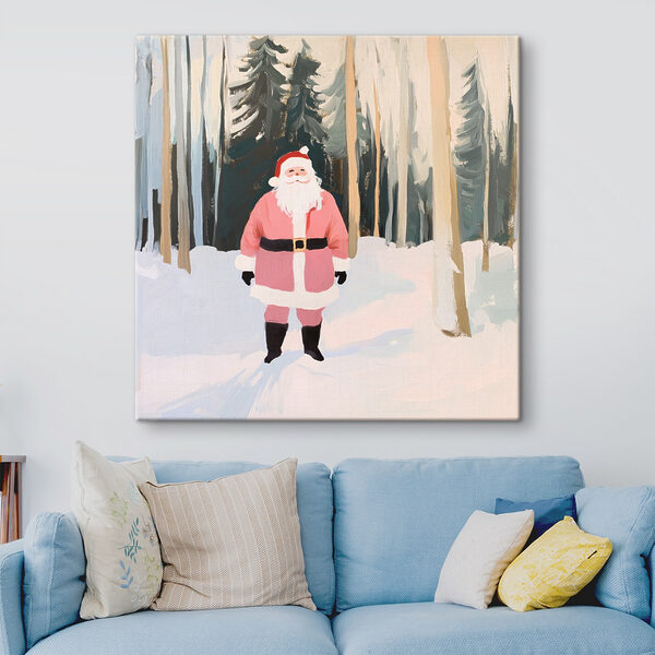 Schilderij van een kerstman in de sneeuw Schilderij van een kerstman in de sneeuw