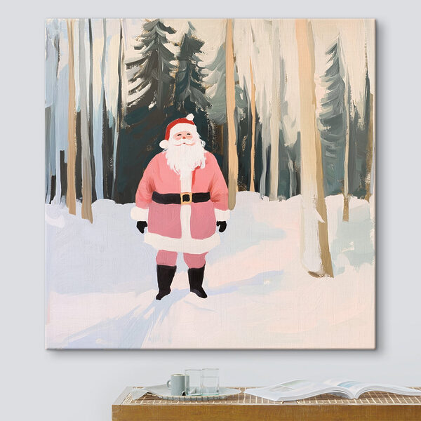 Schilderij van een kerstman in de sneeuw Schilderij van een kerstman in de sneeuw