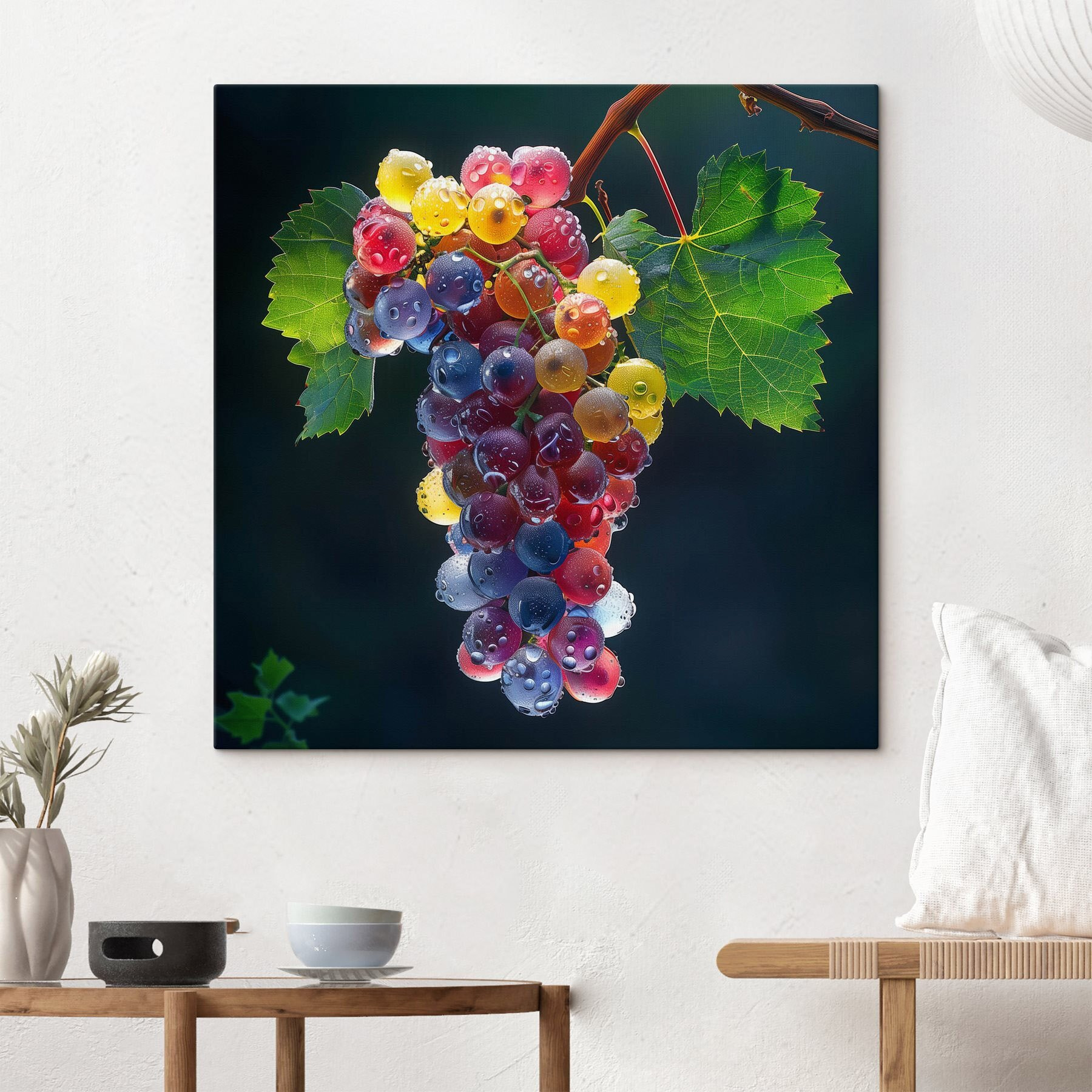 Bunch of colorful grapes with water droplets on them Bunch of colorful grapes with water droplets on them