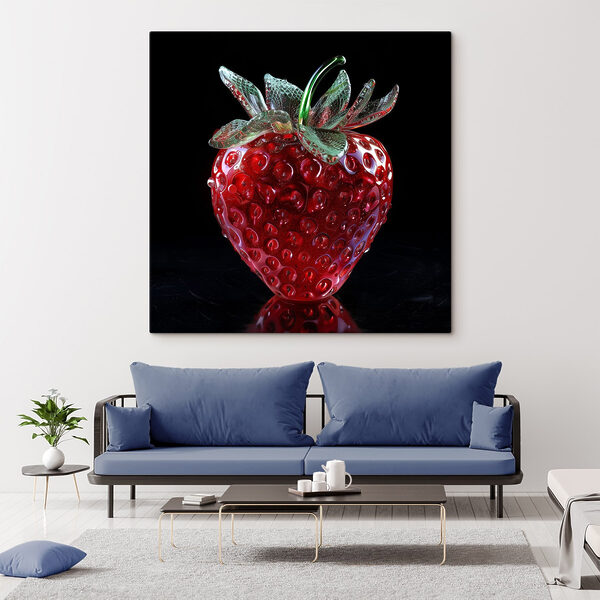Glazen aardbei met groene steel Glazen aardbei met groene steel