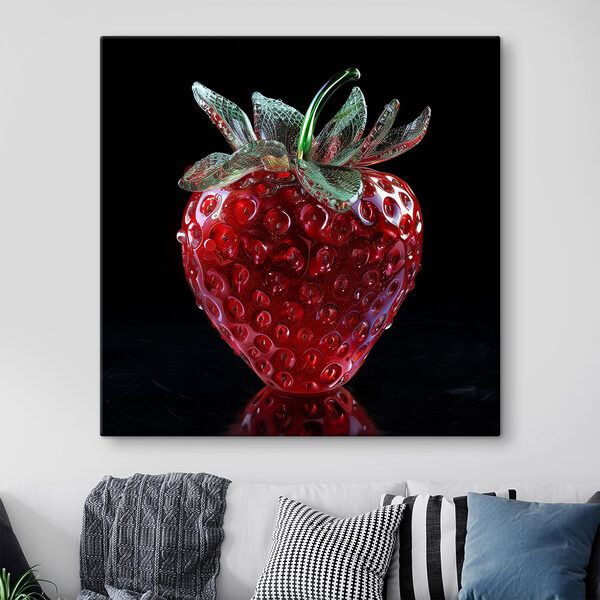 Glazen aardbei met groene steel Glazen aardbei met groene steel