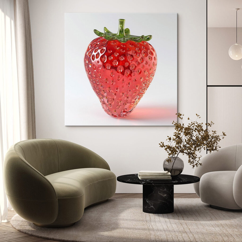 Red strawberry with green stem Red strawberry with green stem