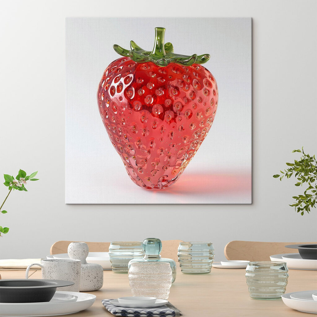 Red strawberry with green stem Red strawberry with green stem