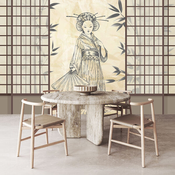 Tekening van een vrouw in een kimono Tekening van een vrouw in een kimono