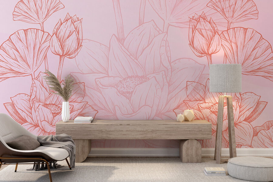 Roze en witte bloementekening