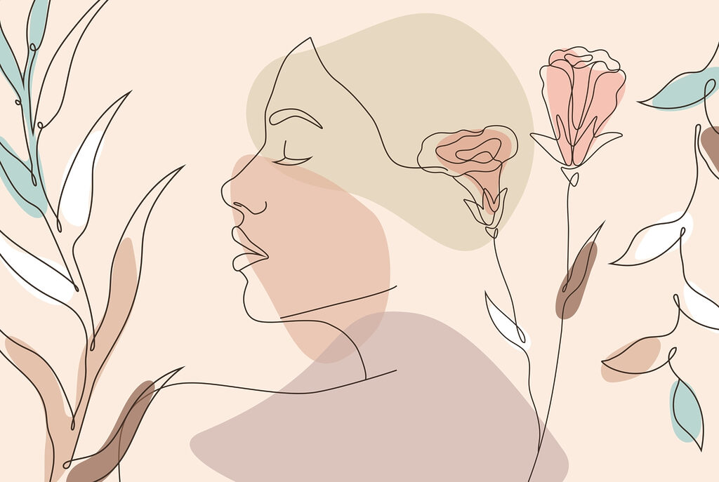 Vrouw’s gezicht met bloemen Vrouw’s gezicht met bloemen
