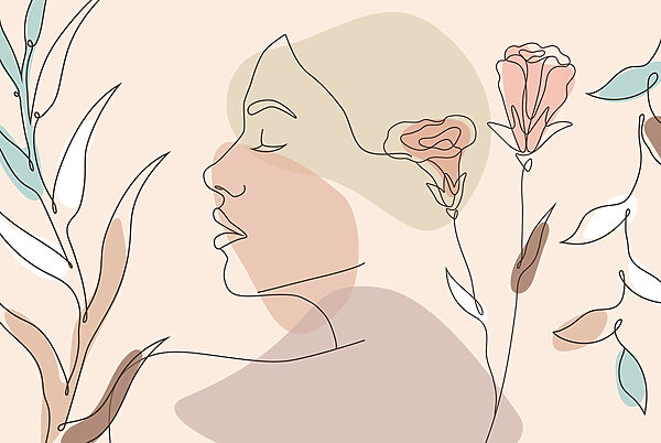 Vrouw’s gezicht met bloemen Vrouw’s gezicht met bloemen