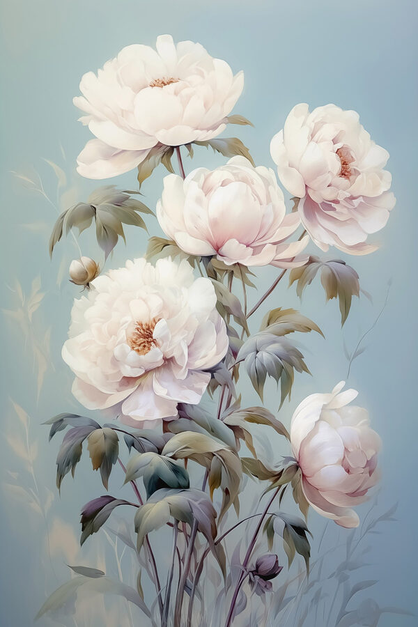 Schilderij van witte bloemen Schilderij van witte bloemen