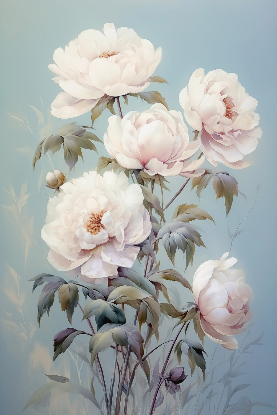 Schilderij van witte bloemen