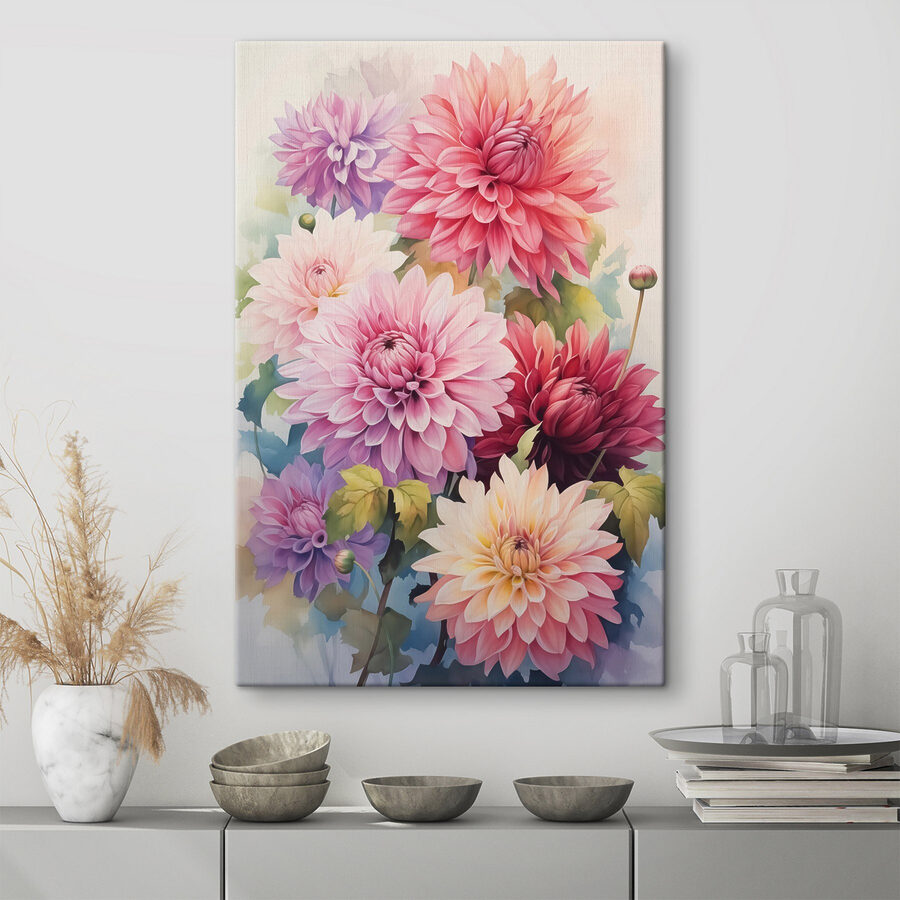 Schilderij van bloemen op een wit oppervlak Schilderij van bloemen op een wit oppervlak