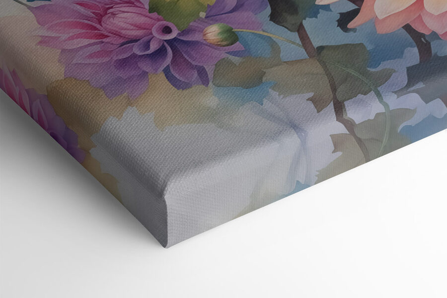 Schilderij van bloemen op een wit oppervlak Schilderij van bloemen op een wit oppervlak