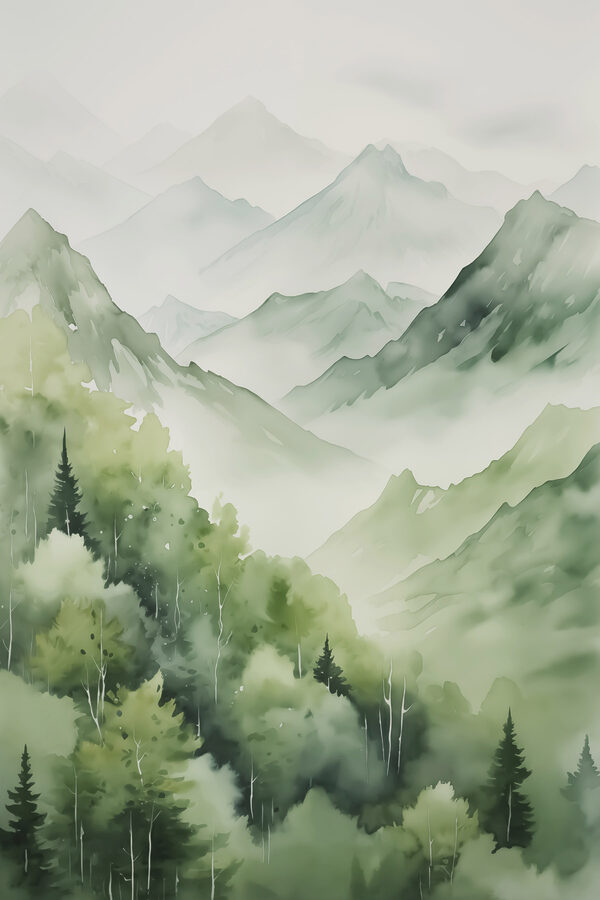 Schilderij van een bergketen Schilderij van een bergketen