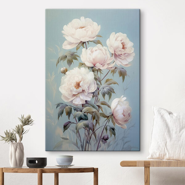 Schilderij van witte bloemen Schilderij van witte bloemen