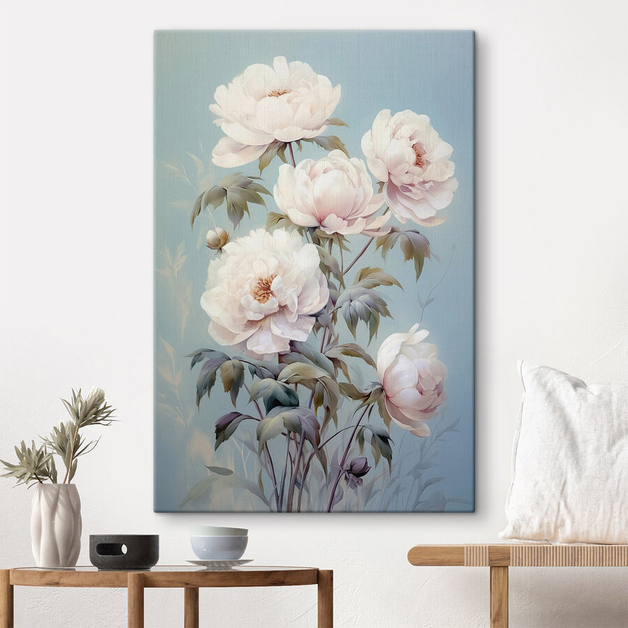 Schilderij van witte bloemen