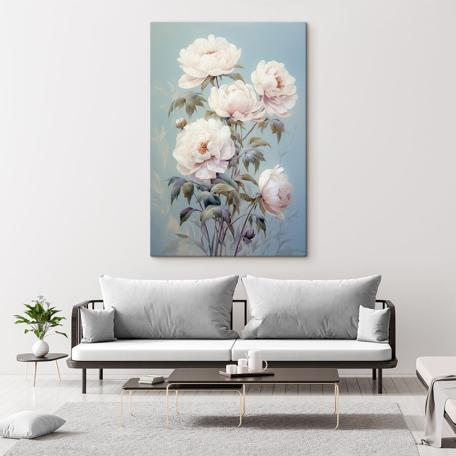 Schilderij van witte bloemen