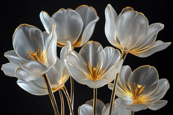 Groep glazen bloemen Groep glazen bloemen
