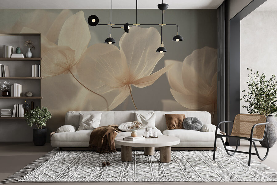 Delicate bloemen in zachte tinten.