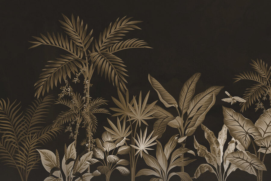 Behang met planten en bladeren