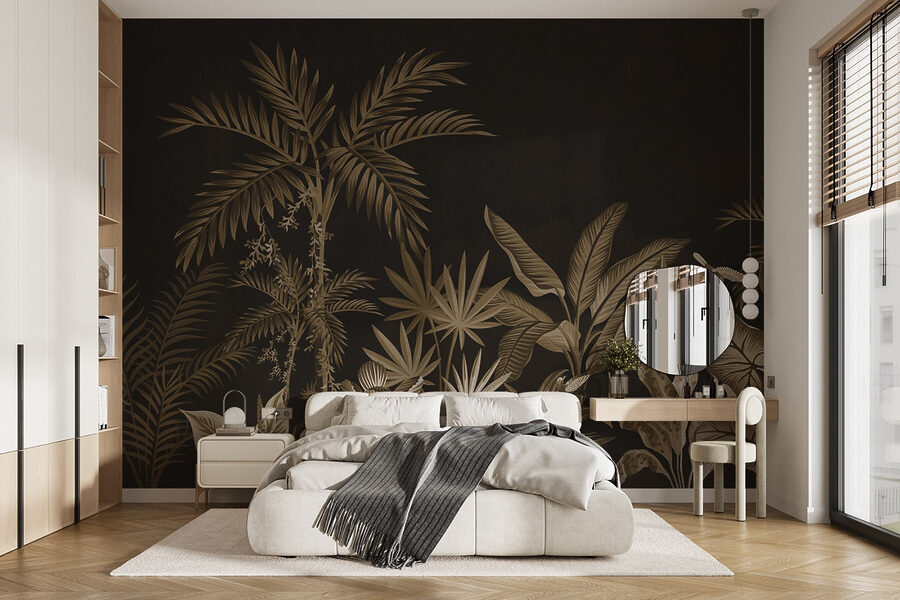 Behang met planten en bladeren