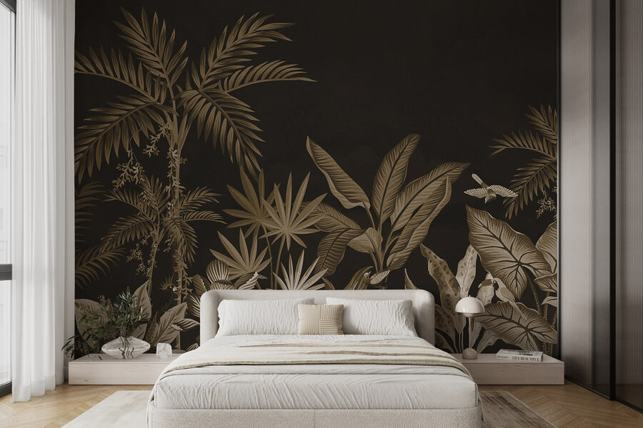 Behang met planten en bladeren