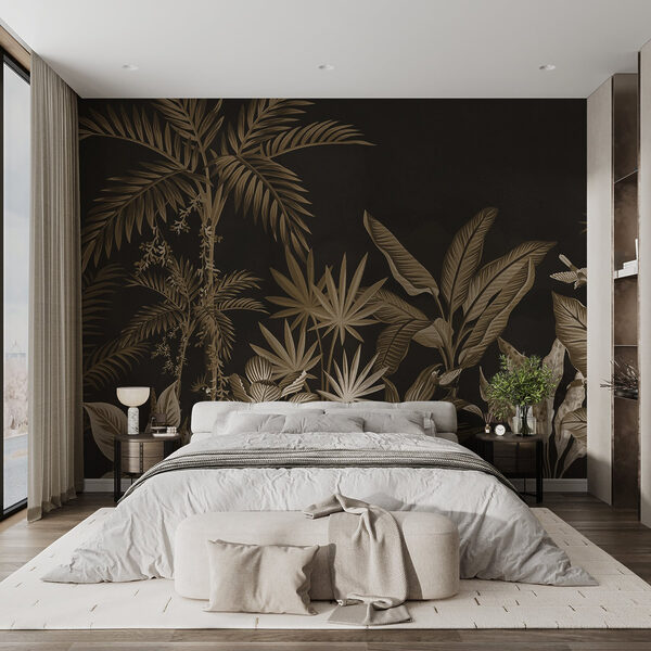 Behang met planten en bladeren Behang met planten en bladeren