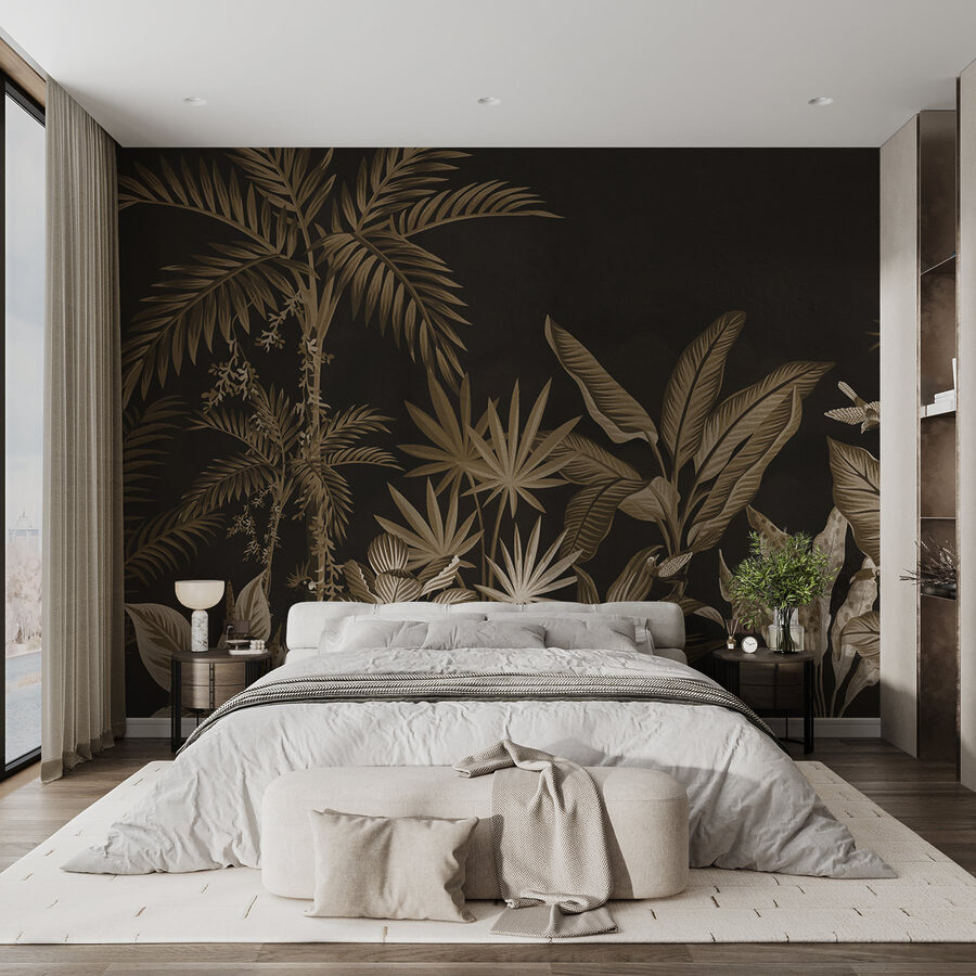 Behang met planten en bladeren