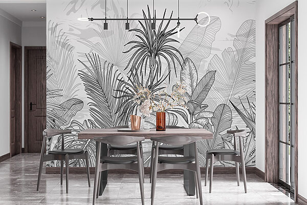 Zwart-wit tekening van planten Zwart-wit tekening van planten