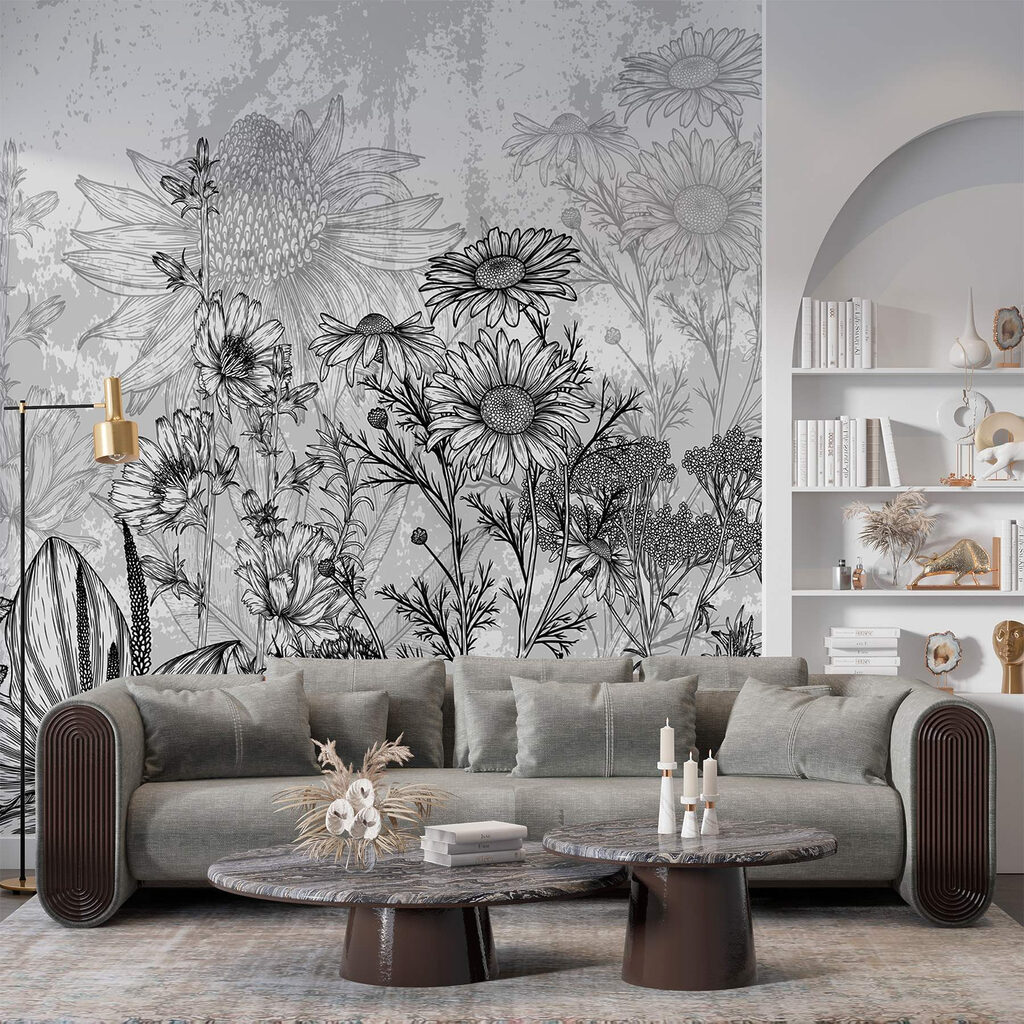 Black and white image of flowers Black and white image of flowers