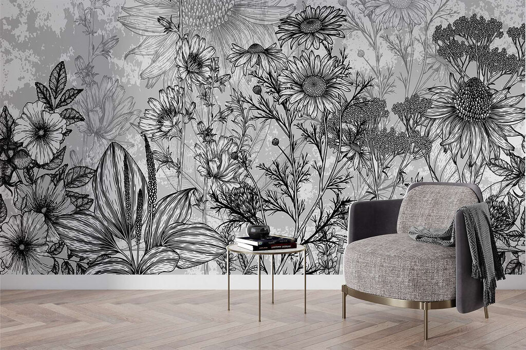 Black and white image of flowers Black and white image of flowers