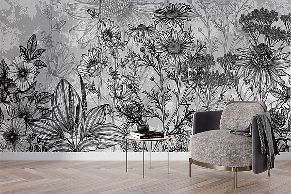 Black and white image of flowers Black and white image of flowers