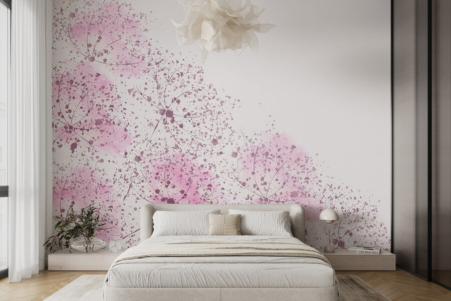 Fotobehang Roze bloemen met paarse vlekken