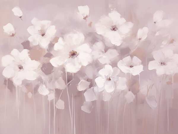 Schilderij van witte bloemen Schilderij van witte bloemen