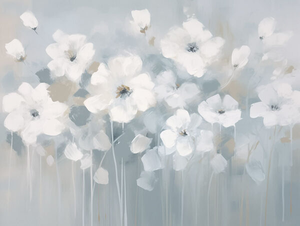 Schilderij van witte bloemen Schilderij van witte bloemen