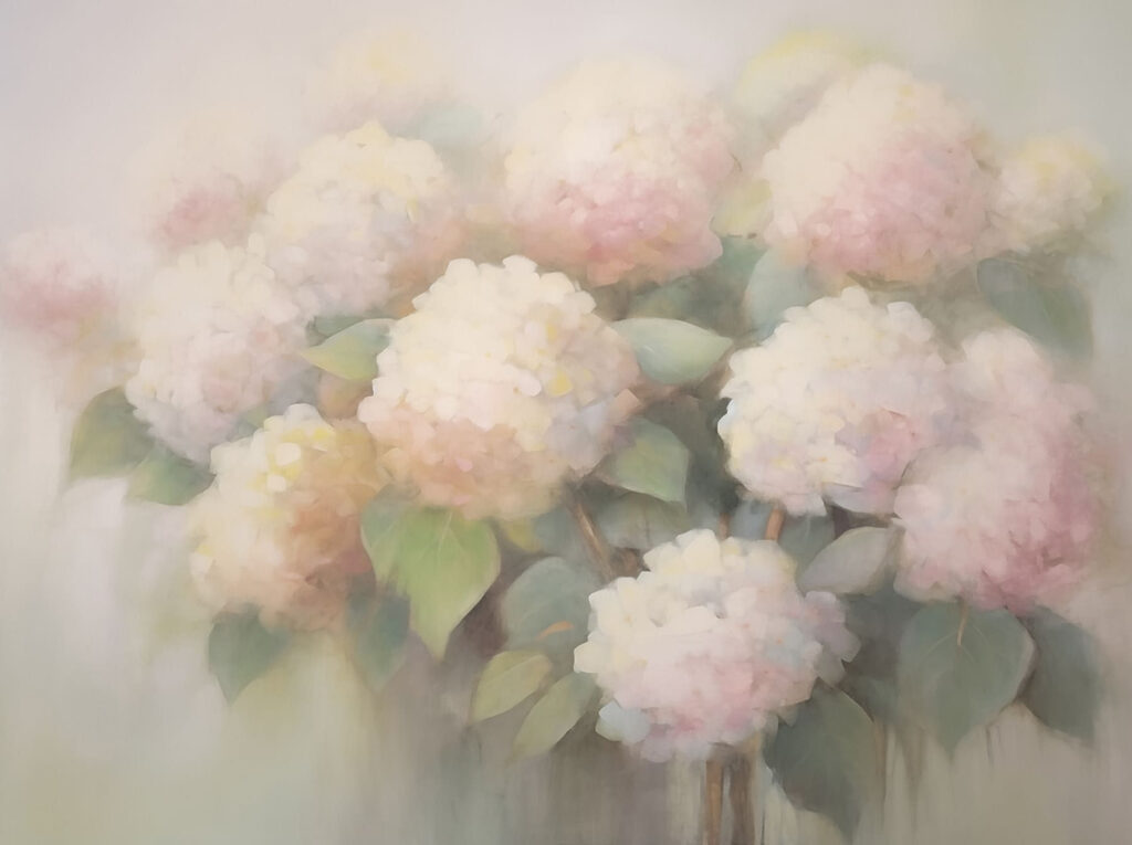 Schilderij van bloemen op een witte achtergrond Schilderij van bloemen op een witte achtergrond