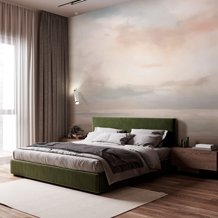Fotobehang Schilderij van een bewolkte hemel - Afbeelding 2