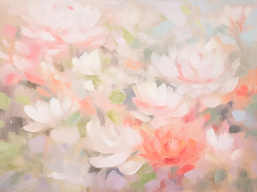 Schilderij van bloemen op een wit oppervlak