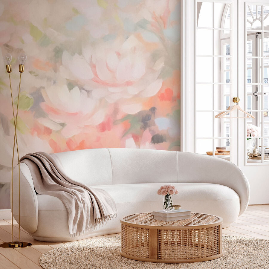 Schilderij van bloemen op een wit oppervlak