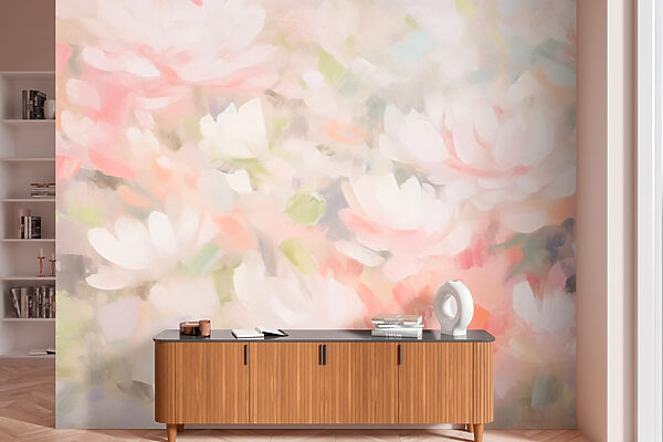 Schilderij van bloemen op een wit oppervlak Schilderij van bloemen op een wit oppervlak