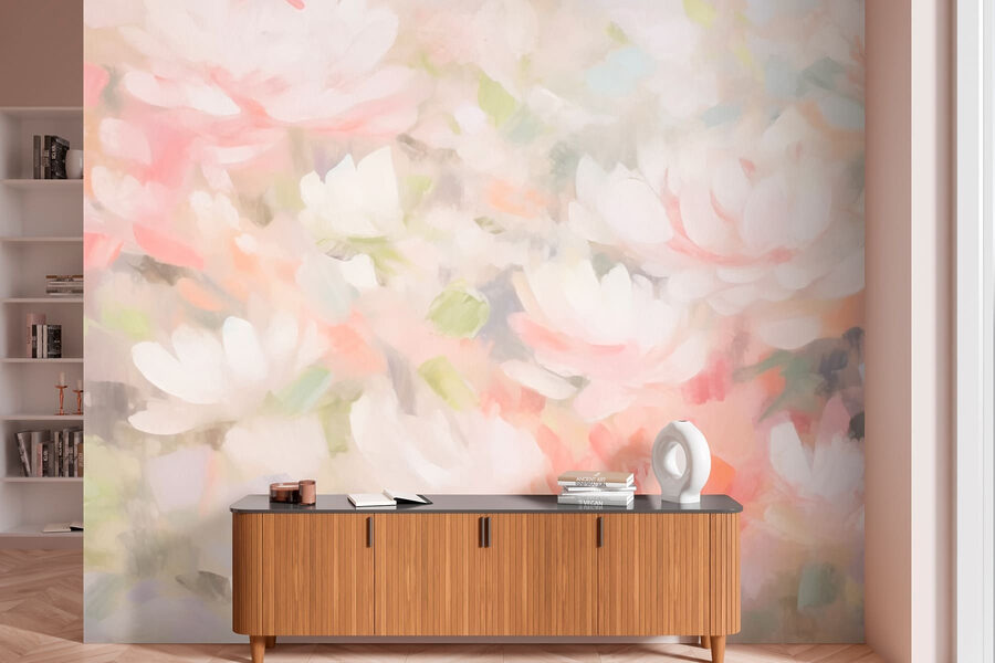 Schilderij van bloemen op een wit oppervlak